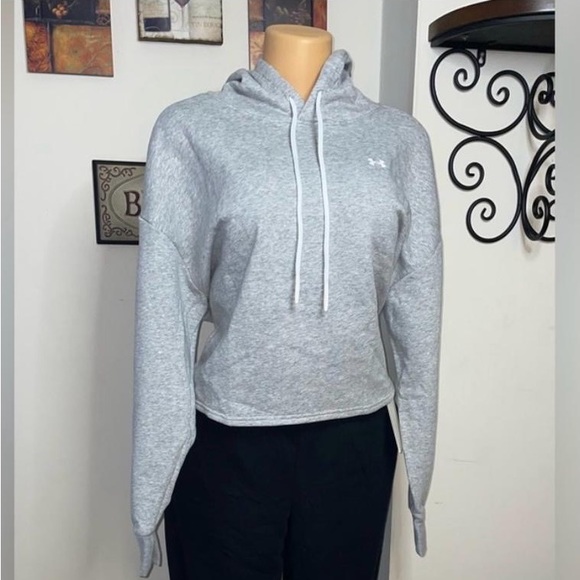 SOLD-NWT Under Armour hoodie gray ultra soft cotton blend fleece size XL - Picture 2 of 6